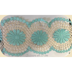 Guipure turquoise et écrue 17 cm – Dentelle florale pour vêtements, accessoires et décoration.
