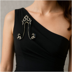 Boucle Ornement décorative noire strassée pour couture haute couture