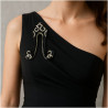 Boucle Ornement décorative noire strassée pour couture haute couture