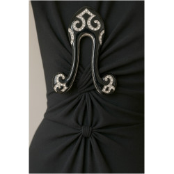 Boucle Ornement décorative noire strassée pour couture haute couture