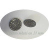 Bouton métal plat 17 mm – Finition martelée argentée brillante