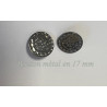 Bouton métal plat 17 mm – Finition martelée argentée brillante