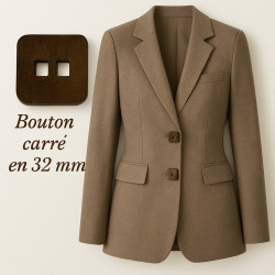 Bouton carré 20 mm effet bois – Naturel & chic pour couture