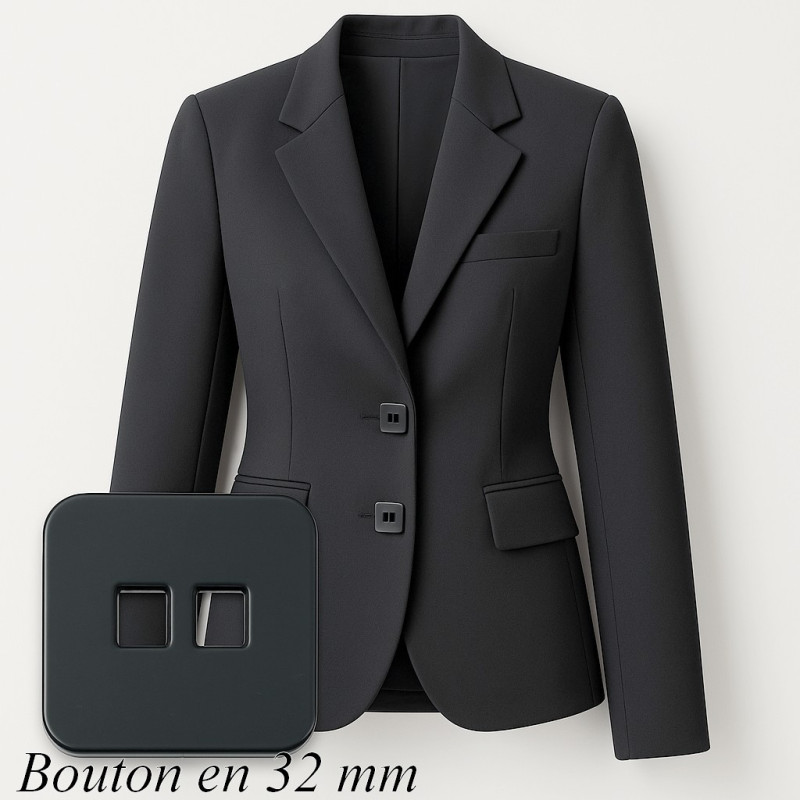Bouton carré noir 32 mm – Chic, moderne et résistant pour couture