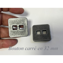 Bouton carré 32 mm – Effet métal brossé – Chic, moderne et résistant pour couture