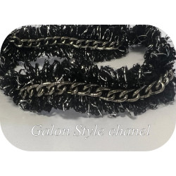 Galon style Chanel noir avec chaîne – mercerie haut de gamme au mètre