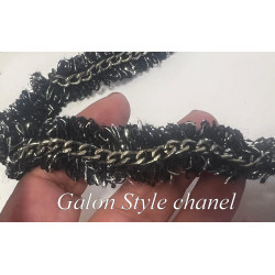 Galon style Chanel noir avec chaîne – mercerie haut de gamme au mètre