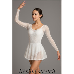 Tissu Résille Lycra Blanche – 1m30 de Large – Extensible Bi-stretch