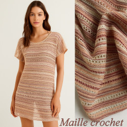 Tissu Maille Crochet Multicolore – Style Tricot Ajourné – Vendu au Mètre