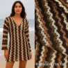 Tissu maille crochet ondulée marron-beige – au mètre