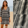 Tissu maille crochet graphique noir et blanc – au mètre