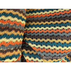 Tissu maille crochet zigzag multicolore – au mètre