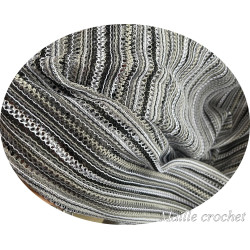 Tissu maille crochet rayé noir et blanc – au mètre