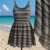 Tissu maille crochet rayé noir et blanc – au mètre