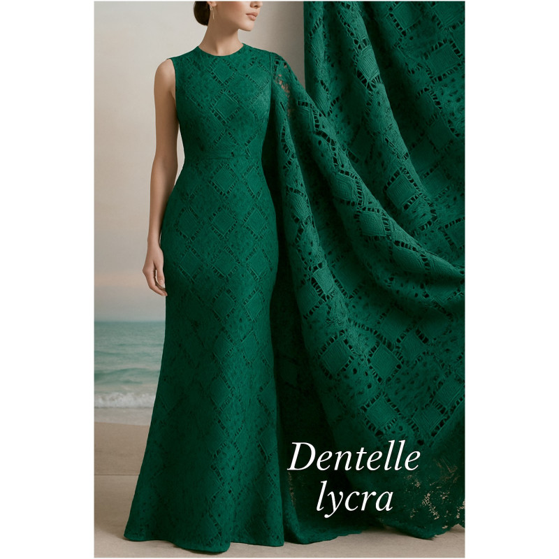 Dentelle stretch vert fantaisie – au mètre