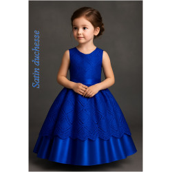 Satin Duchesse Bleu Royal – Tissu Haut de Gamme :  L'Éclat Raffiné pour des Créations Couture d'Exception.