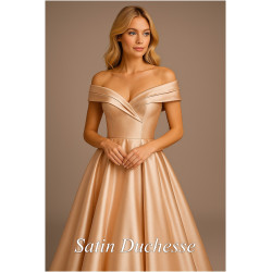 Satin Duchesse saumon au mètre – Tissu haut de gamme pour robe de soirée, cérémonie, mariage et haute couture