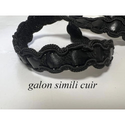 Galon Ruban En Simili Cuir passementrie noir A Coudre Pour Loisirs Créatifs Et Décorations.