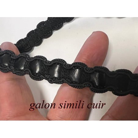 Galon Ruban En Simili Cuir passementrie noir A Coudre Pour Loisirs Créatifs Et Décorations.