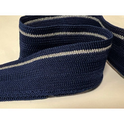 Bande De Bord-Cote élasthanne, Bleu marine et fil argenté Argent  Au Mètre. - vendu par bande de 1 m  10