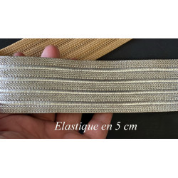 Elastique Plat Argenté En 5 Cm Au Mètre A Coudre  Pour Ceintures Loisirs Créatifs La Customisations.