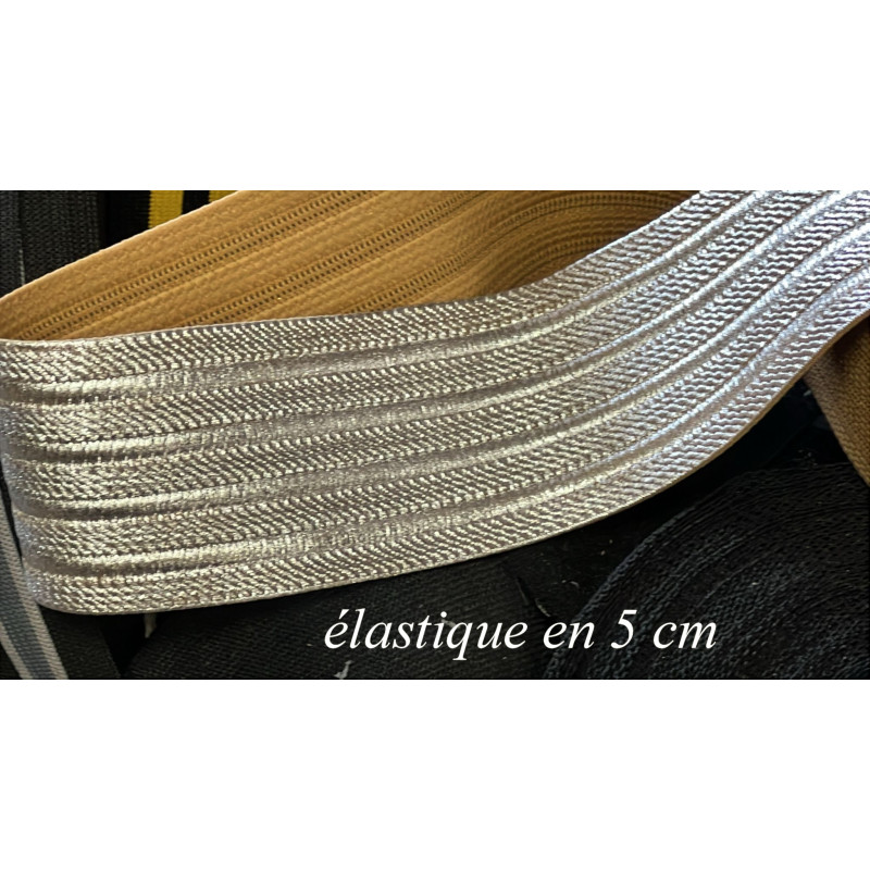 Elastique Plat Argenté En 5 Cm Au Mètre A Coudre  Pour Ceintures Loisirs Créatifs La Customisations.