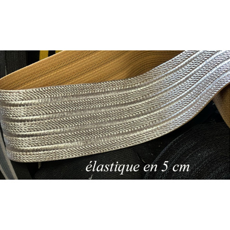 Elastique Plat Argenté En 5 Cm Au Mètre A Coudre  Pour Ceintures Loisirs Créatifs La Customisations.