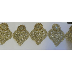 Galon Ruban Brodé Doré OR En Perles Blanches Et Strassé  Pour Décorations Caftans Et Customisations.