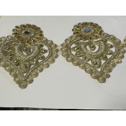 Galon Ruban Brodé Doré OR En Perles Blanches Et Strassé  Pour Décorations Caftans Et Customisations.