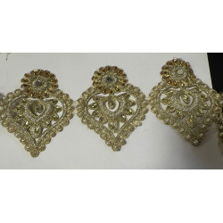Galon Ruban Brodé Doré OR En Perles Blanches Et Strassé  Pour Décorations Caftans Et Customisations.