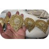 Galon Brodé Doré Perles Blanches & Strass - Ruban Décoratif Caftan Couture