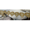 Galon Brodé Doré Perles Blanches & Strass - Ruban Décoratif Caftan Couture