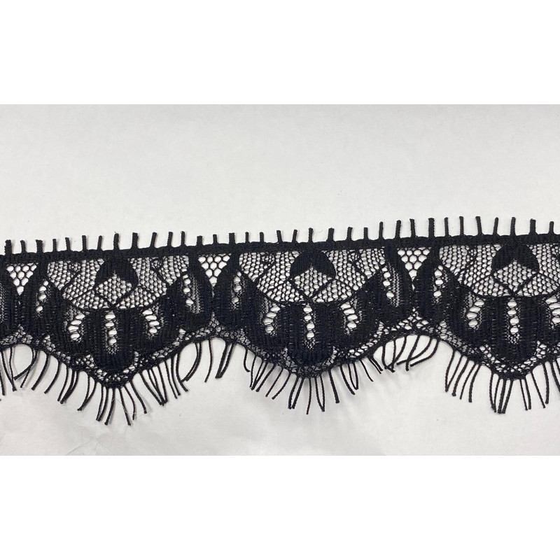 "Dentelle Chantilly Noire en 5 cm au Mètre : Élégance Intemporelle "
