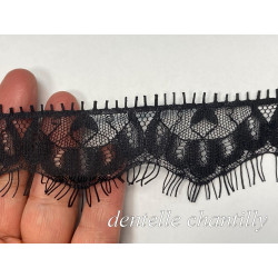 "Dentelle Chantilly Noire en 5 cm au Mètre : Élégance Intemporelle "