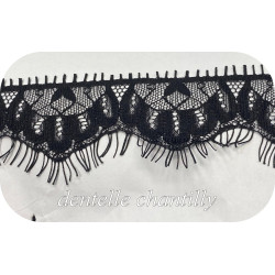 "Dentelle Chantilly Noire en 5 cm au Mètre : Élégance Intemporelle "