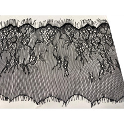 "Dentelle Chantilly fine Noire en 15 cm au Mètre : Élégance Intemporelle "