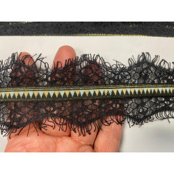 "Dentelle Chantilly fine Noire en 7 cm au Mètre : Élégance Intemporelle "