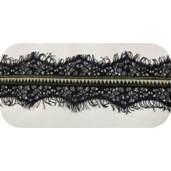 "Dentelle Chantilly fine Noire en 7 cm au Mètre : Élégance Intemporelle "