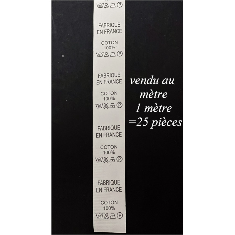 Etiquette De Vêtementst 100 % Coton A Coudre Au Mètre - vendu par Par 25 Piéces