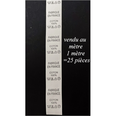 Etiquette De Vêtementst 100 % Coton A Coudre Au Mètre - vendu par Par 25 Piéces