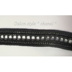 Galon Style Chanel 35mm Noir - Ruban Simili Cuir et Chaîne Tressée Haute Couture