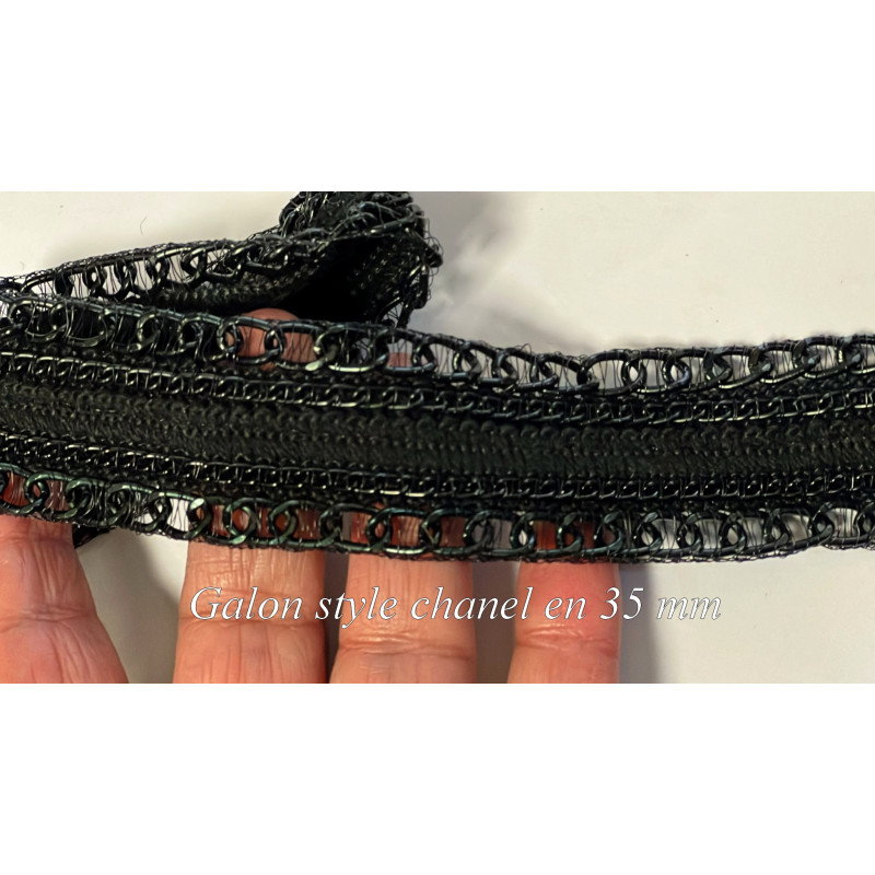 Galon ruban Style Chanel Noir - Ruban  et Chaîne noir Haute Couture