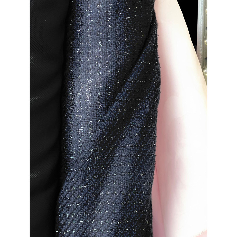 Tissu Style Chanel Laine et Soie 145 cm - Bleu Marine