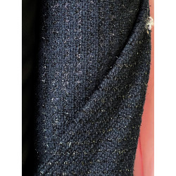 Tissu Style Chanel Laine et Soie 145 cm - Bleu Marine