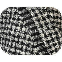 Tissu Tweed Haute Couture Pied-de-Poule Noir et Blanc - 145 cm