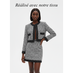 Tissu Tweed Haute Couture Pied-de-Poule Noir et Blanc - 145 cm