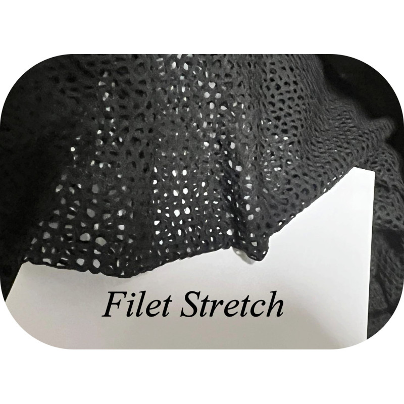Tissu Filet Lycra au Mètre Noir en 1 m 50 de Large -  Maille Ajourée 4mm