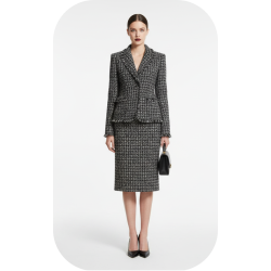 Tissu Style "Chanel" Tweed Lurex Au Mètre En Gris Chiné Haute  Couture.
