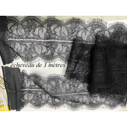Dentelle Chantilly Fine Noire 10 cm - Dentelle Française Couture Luxe