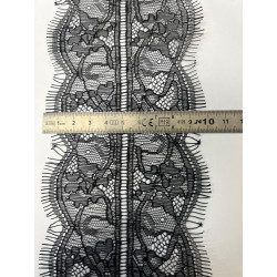 Dentelle Chantilly Fine Noire 10 cm - Dentelle Française Couture Luxe